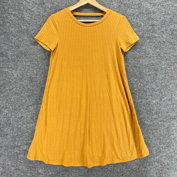 Forever 21 Dress Women S Small Yellow Short Sleeve Rayon - Picture 1 of 13